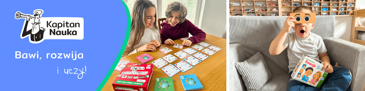 Dzieci grają w gry edukacyjne marki Kapitan Nauka